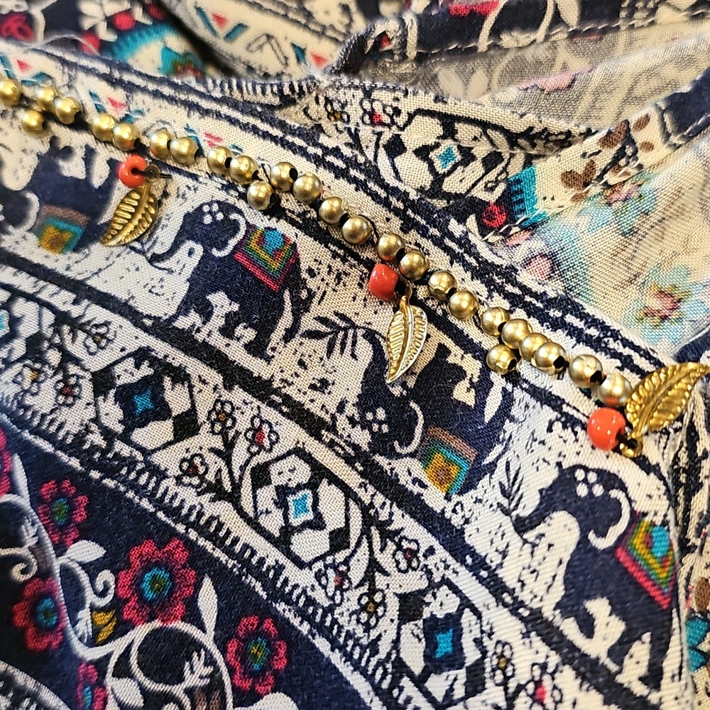 Papillon Navy and White Printed Spaghetti-Strap Midi Dress - Picture 4 of 12